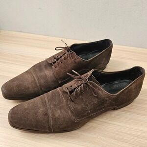 Vintage Italian Oxford Shoes Mens 11 44 Brown Suede Cap Toe Dress Gatsby ITALY